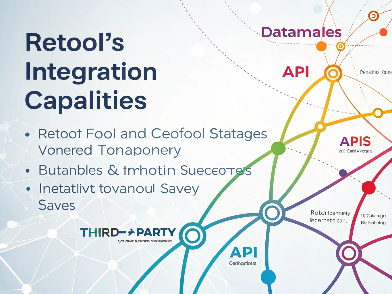 A clean and professional image showcasing various data formats (e.g., spreadsheets, APIs, databases) being seamlessly integrated, symbolizing the flexibility and customization of data provision services.